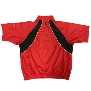 FootJoy DryJoys Tour Collection Mens XL Red Black Short Sleeve Golf Windbreaker